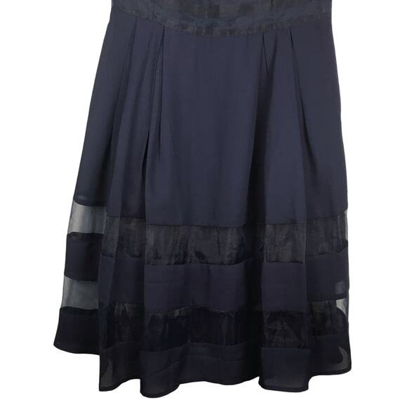 Anthropologie Elliatt Dutchess Dress Short Sleeve Sheer Stripes Pleated Navy S - Picture 4 of 11